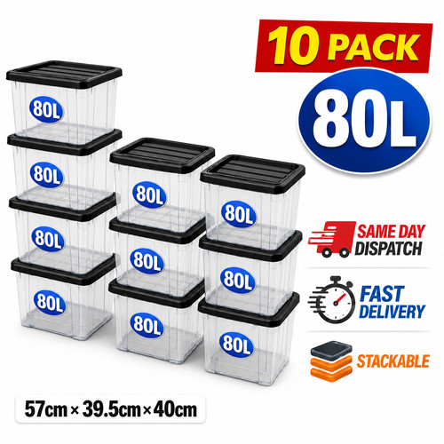 80l clear plastic storage - 10,