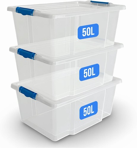 50l clear plastic storage - clear,